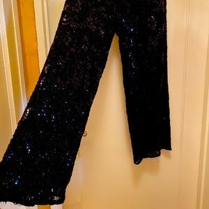 Black Sequined Palazzo Pants